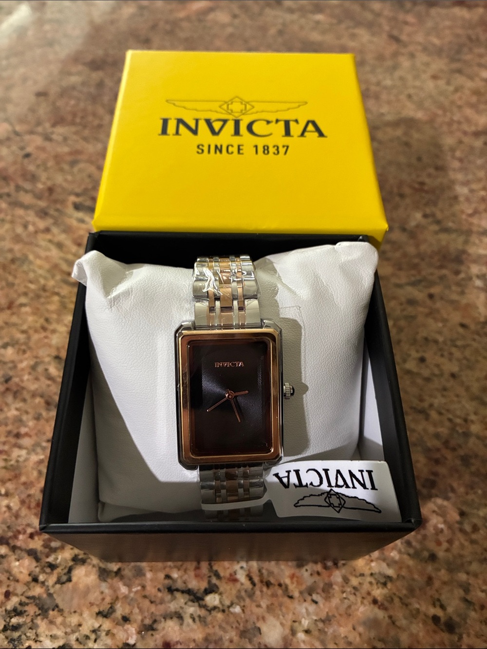 Invicta Two-Tone Rectangular Brown Dial Bracelet Watch